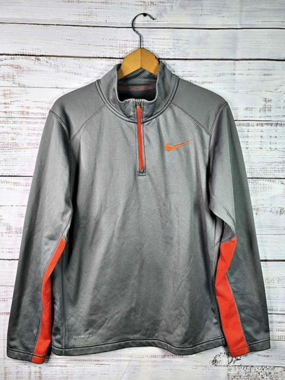 Nike Therma-FIT 1/2-Zip Fleece Pullover Men's Gray & Orange Medium
